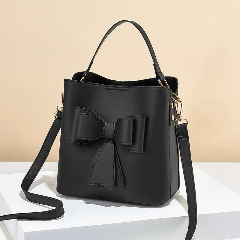 Women's Bucket Bag Casual Small Fresh Bow Shoulder Messenger Bag
