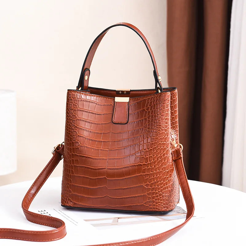 Stone Pattern Bucket Bag Women Handbag