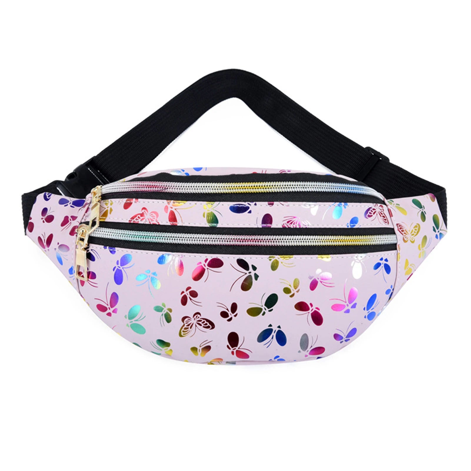 Colorful Double Zipper Waist Bag Water Repellent Mobile Phone Bag