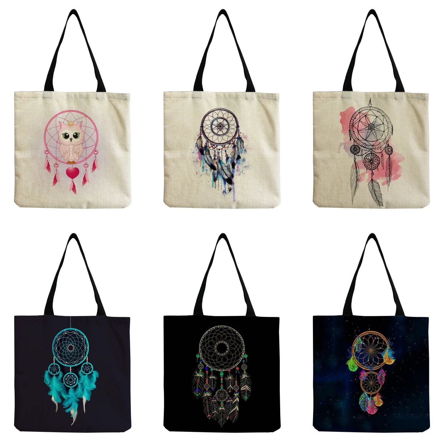 Dream Catcher High Capacity Tote Bag Colorful Print Ladies Shoulder Bags