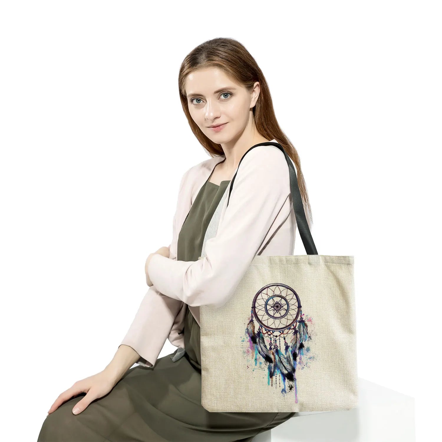 Dream Catcher High Capacity Tote Bag Colorful Print Ladies Shoulder Bags