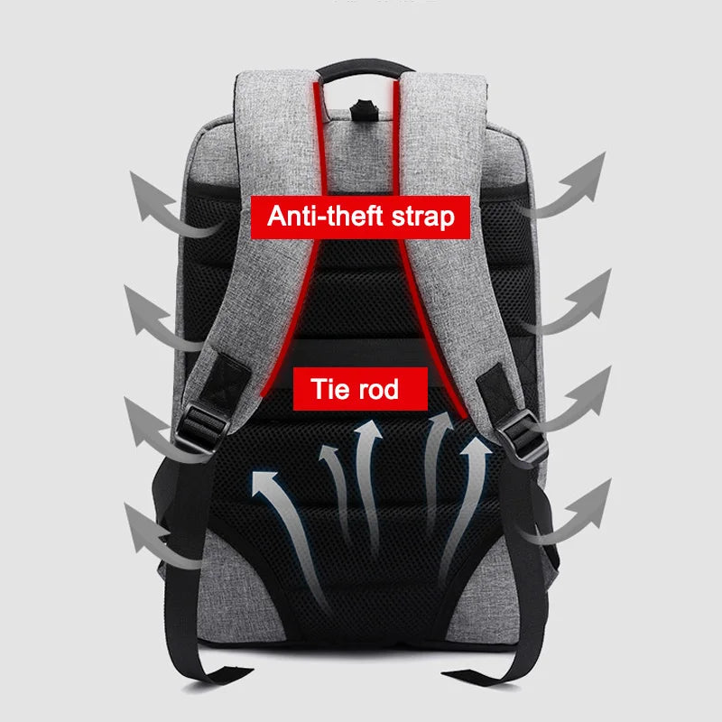 Men Laptop Backpack Waterproof USB Charge Travel Clothes Storage