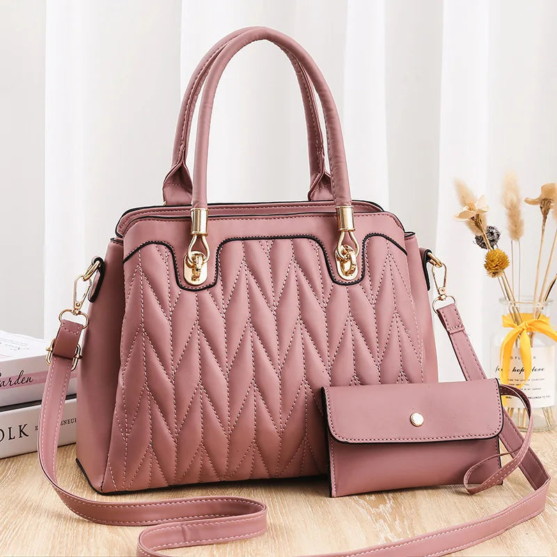 Embroidery Line Diamond Handbag Large Capacity Shoulder Messenger Bag