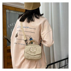 Canvas Zipper Bag Student Tote Shoulder Messenger Bag Satchel Travel Purse