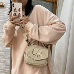 Canvas Zipper Bag Student Tote Shoulder Messenger Bag Satchel Travel Purse