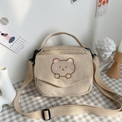 Canvas Zipper Bag Student Tote Shoulder Messenger Bag Satchel Travel Purse