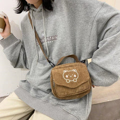 Canvas Zipper Bag Student Tote Shoulder Messenger Bag Satchel Travel Purse