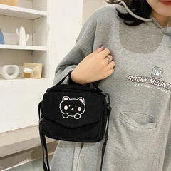 Canvas Zipper Bag Student Tote Shoulder Messenger Bag Satchel Travel Purse