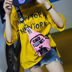 Women Chest Bag Letter Print Handbag Soft Zipper Waist Bag
