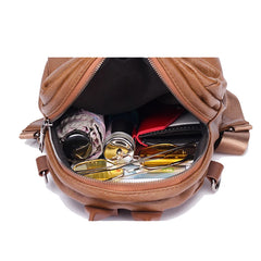 Vintage Leather Backpack for Women - Travel Shoulder Bag