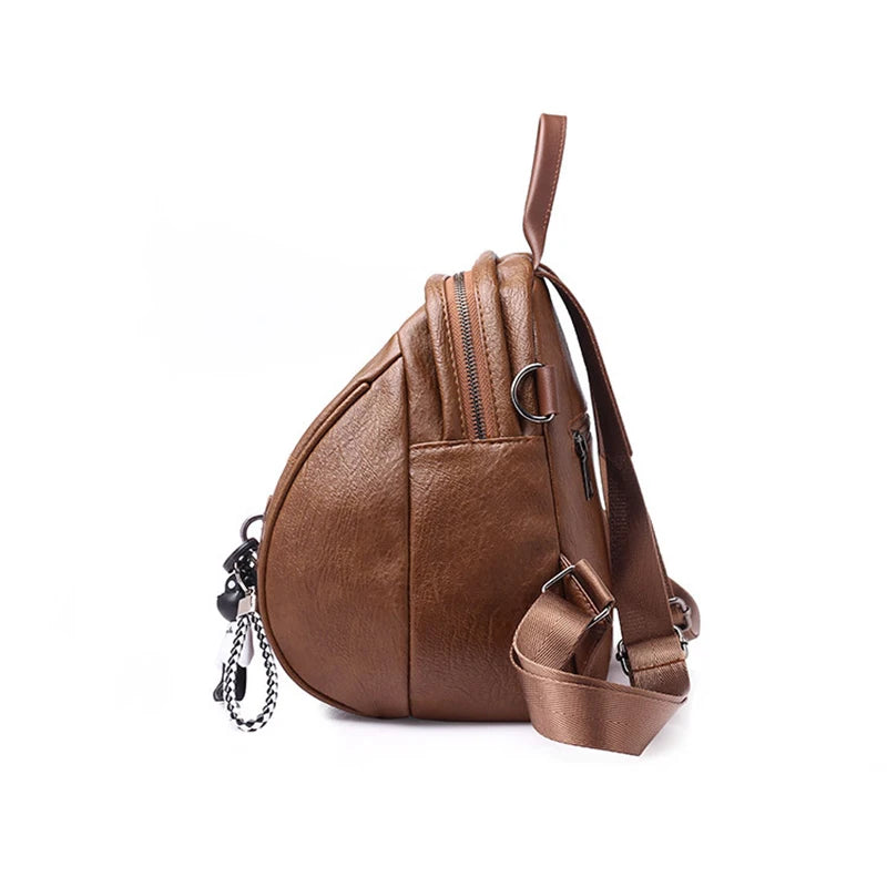 Vintage Leather Backpack for Women - Travel Shoulder Bag