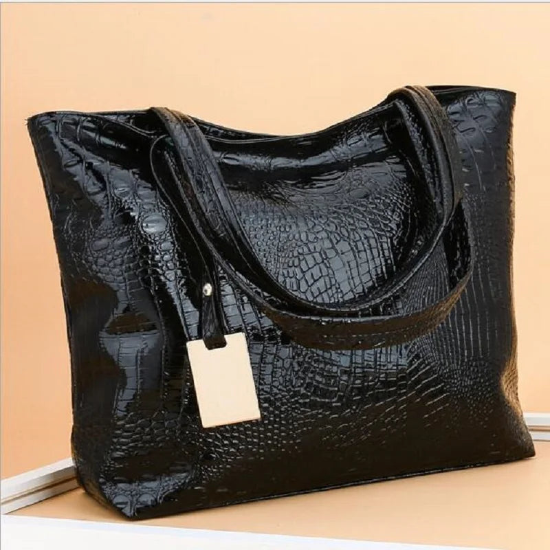 Hot Women Shoulder Bag Crocodile Texture Large Tote Bag