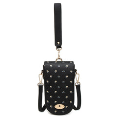 Women Printing One-shoulder Diagonal Bag Soft Leather Mobile Phone Bag