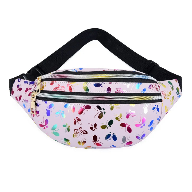 Double Zipper Waist Bag PU Women's Messenger Bag