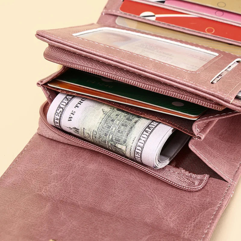 Women Wallet Coin Purses Oil Wax Skin Coin Wallet Key Bag