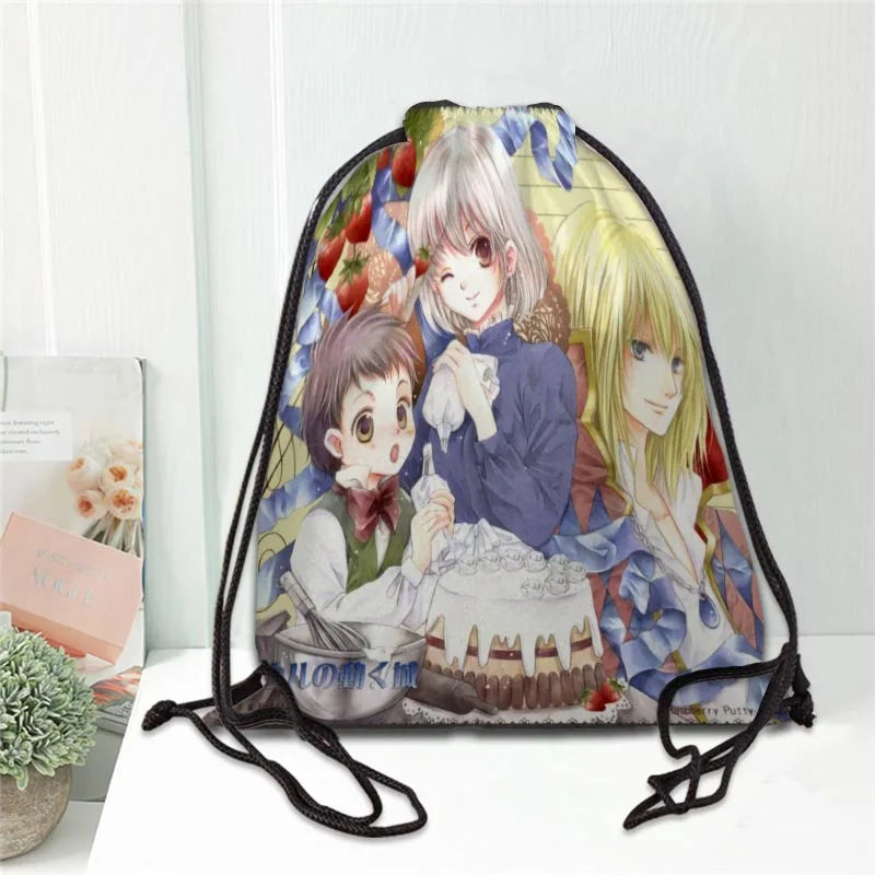 Howl's Moving Castle Drawstring Backpack Causal Travel Bags