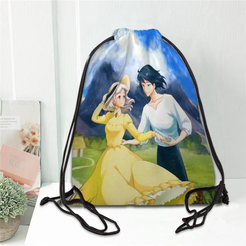 Howl's Moving Castle Drawstring Backpack Causal Travel Bags