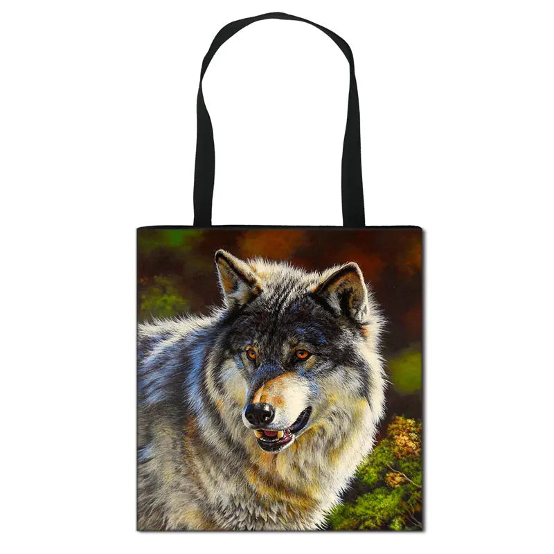 Howling Wolf Moon Tote Bag Women's Shoulder Handbag for Travel Beach Shopping