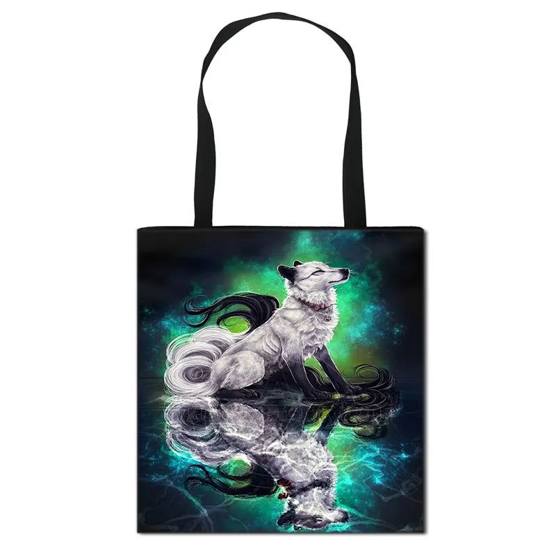 Howling Wolf Moon Tote Bag Women's Shoulder Handbag for Travel Beach Shopping