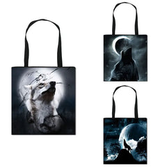 Howling Wolf Moon Tote Bag Women's Shoulder Handbag for Travel Beach Shopping