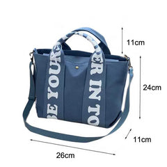 Shoulder Bag Letter Print Stripe Large Capacity Tote Canvas Female Handbag