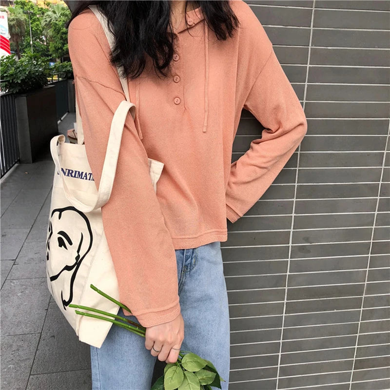 Canvas Tote Handbag for Women with Outer Pocket
