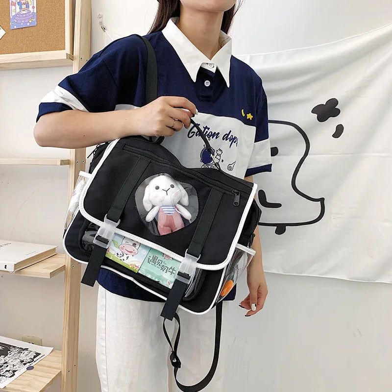 Rabbit Doll Schoolbag Waterproof Nylon Rucksack