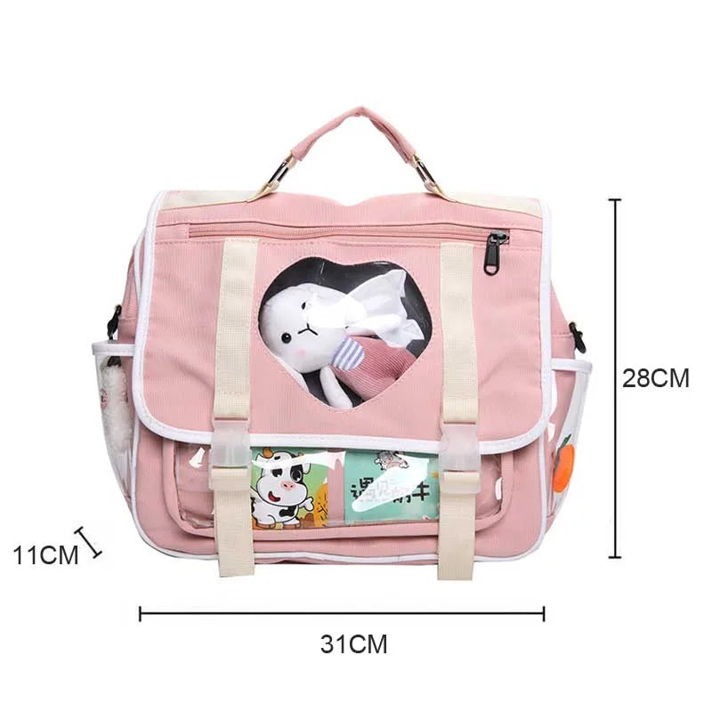 Rabbit Doll Schoolbag Waterproof Nylon Rucksack