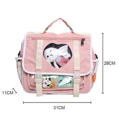 Rabbit Doll Schoolbag Waterproof Nylon Rucksack