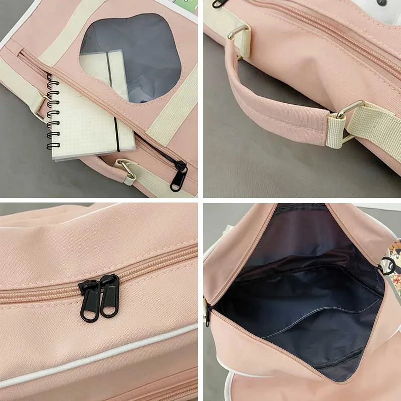 Rabbit Doll Schoolbag Waterproof Nylon Rucksack