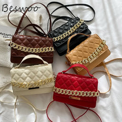 Quilted Plaid Shoulder Bag Crossbody Chain Ladies Square Bag
