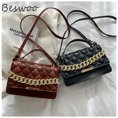 Quilted Plaid Shoulder Bag Crossbody Chain Ladies Square Bag