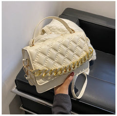Quilted Plaid Shoulder Bag Crossbody Chain Ladies Square Bag