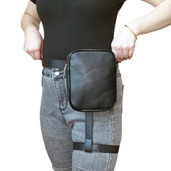 Stylish Women Waist Leg Leather Bag for Hiking Motorcycle