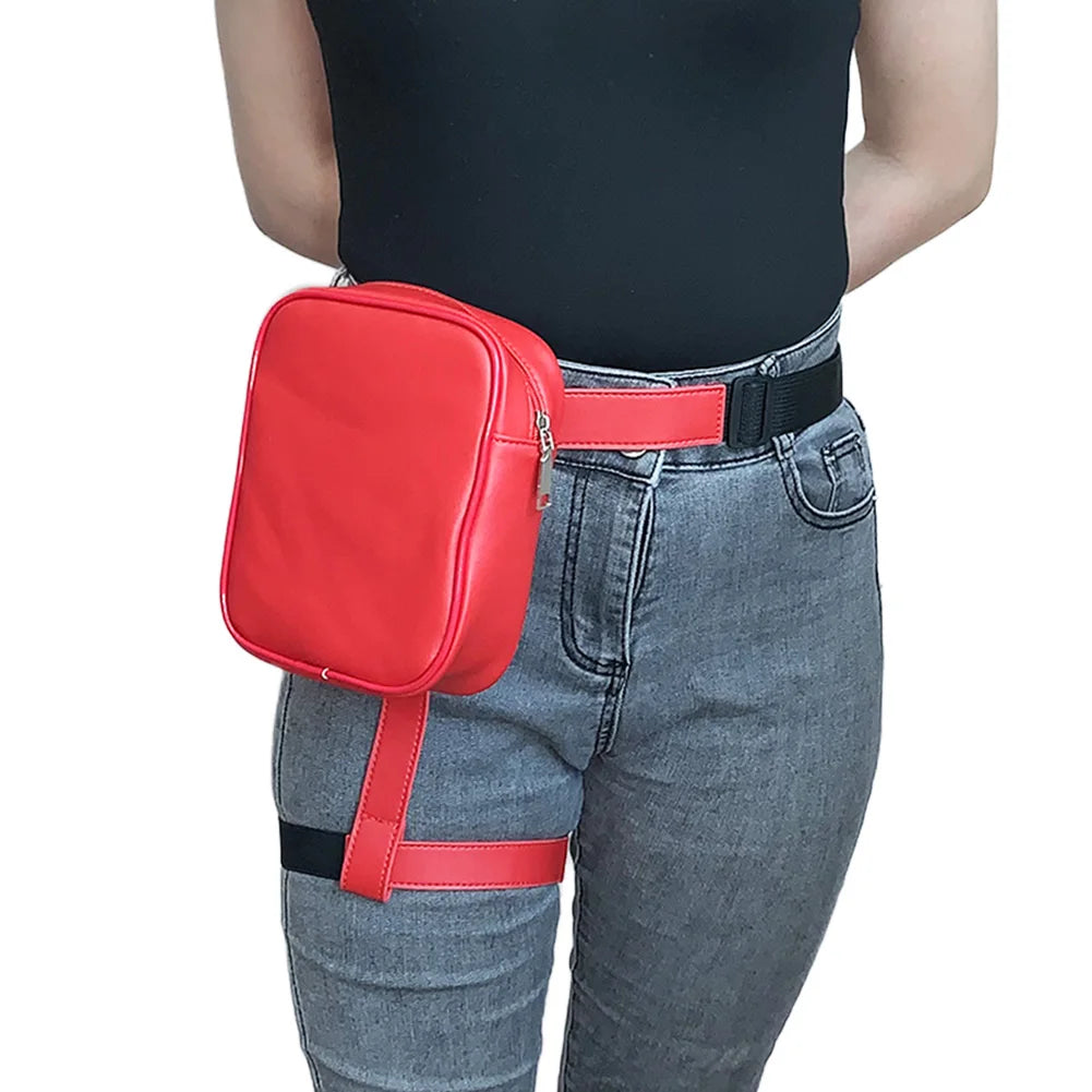 Stylish Women Waist Leg Leather Bag for Hiking Motorcycle