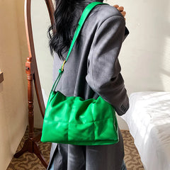 Women Padded Crossbody Bags Plaid High PU Leather Lingge Quilted Shoulder Bags