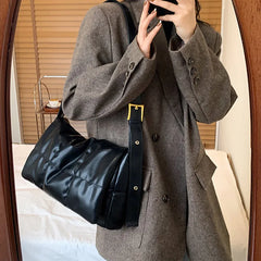 Women Padded Crossbody Bags Plaid High PU Leather Lingge Quilted Shoulder Bags