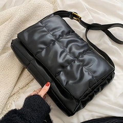 Women Padded Crossbody Bags Plaid High PU Leather Lingge Quilted Shoulder Bags
