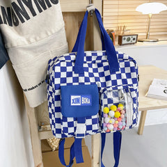 Japanese Plaid Shoulder Backpack Large Capacity Schoolbag