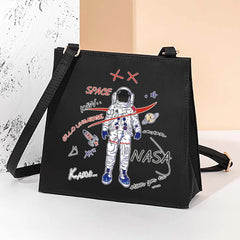 Square Bag Astronaut Pattern Tote Bag Casual Crossbody Shoulder Bag