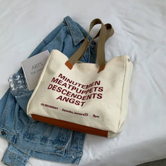 Vintage Canvas Bag Women Large Capacity Shopping Handbag
