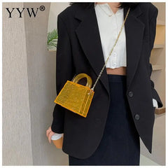 Ice Crack Transparent Lipstick Bags Chain Jelly Women'S Shoulder Bag