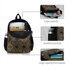 Golden Printed Pattern Backpack for Men Women Girls