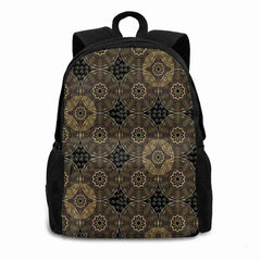 Golden Printed Pattern Backpack for Men Women Girls