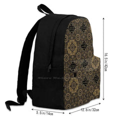 Golden Printed Pattern Backpack for Men Women Girls