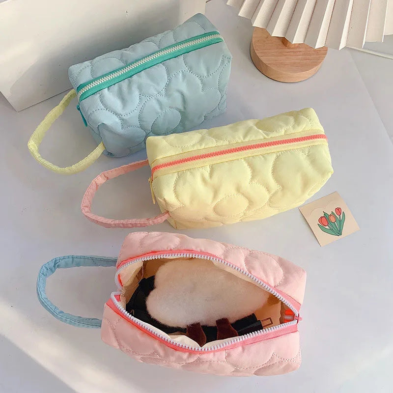 Ins Quilted Flower Cosmetic Bags Large Capacity Makeup Storage Bag