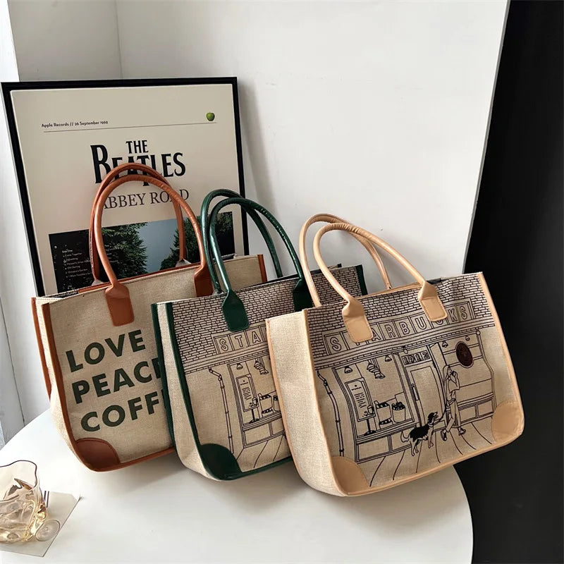 Canvas Large Capacity Tote Bag Women Handbags Shoulder Bags