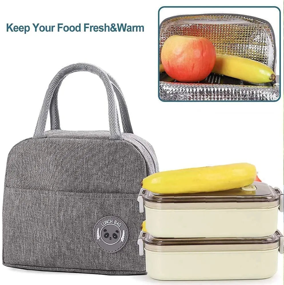 Insulated Lunch Dinner Bag Canvas School Picnic Food Camping Travel Cooler B
