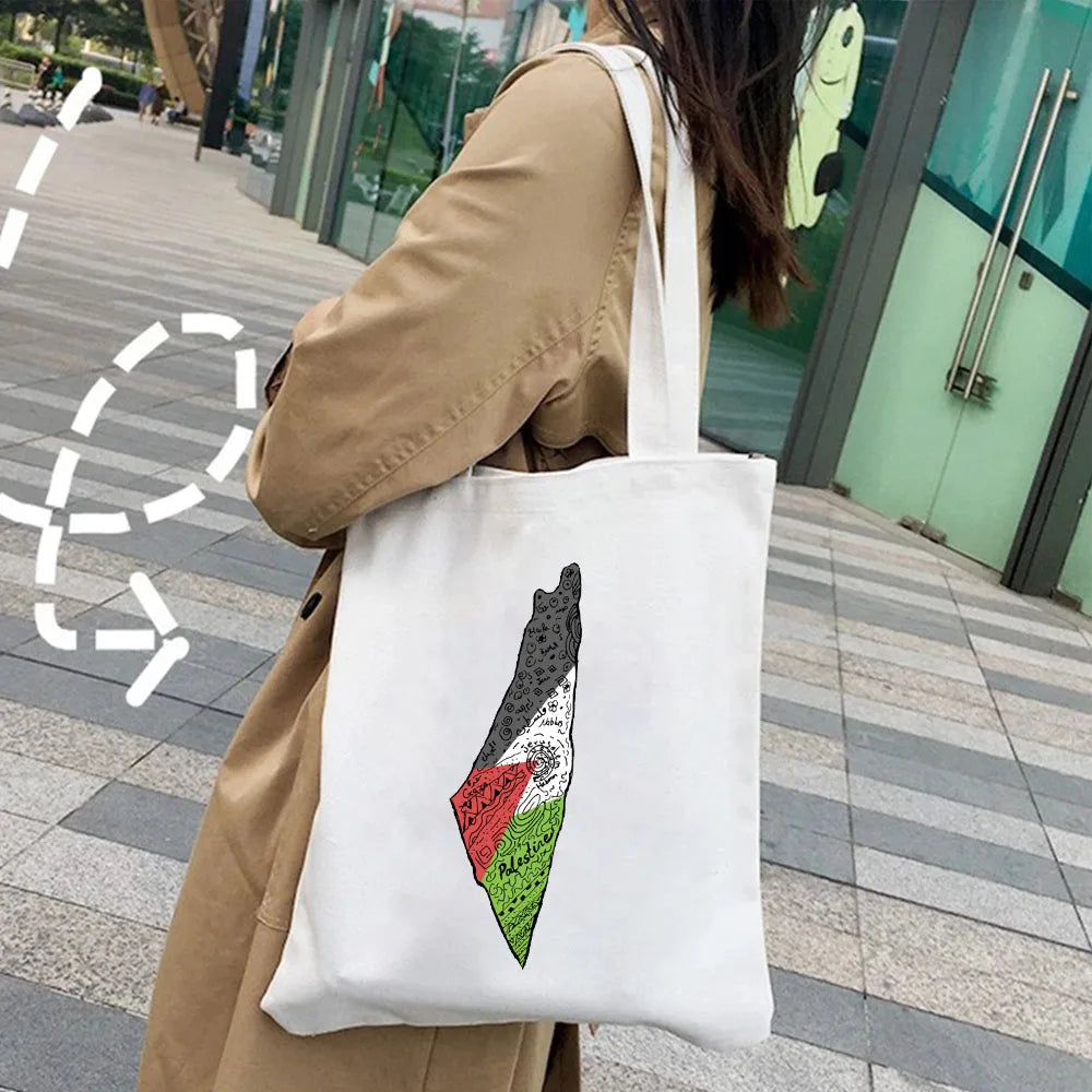 Jerusalem Arabic Flag Map Palestinian Wailing Wall Women's Shopper Totes