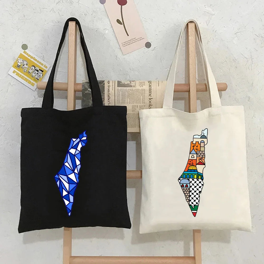 Jerusalem Arabic Flag Map Palestinian Wailing Wall Women's Shopper Totes